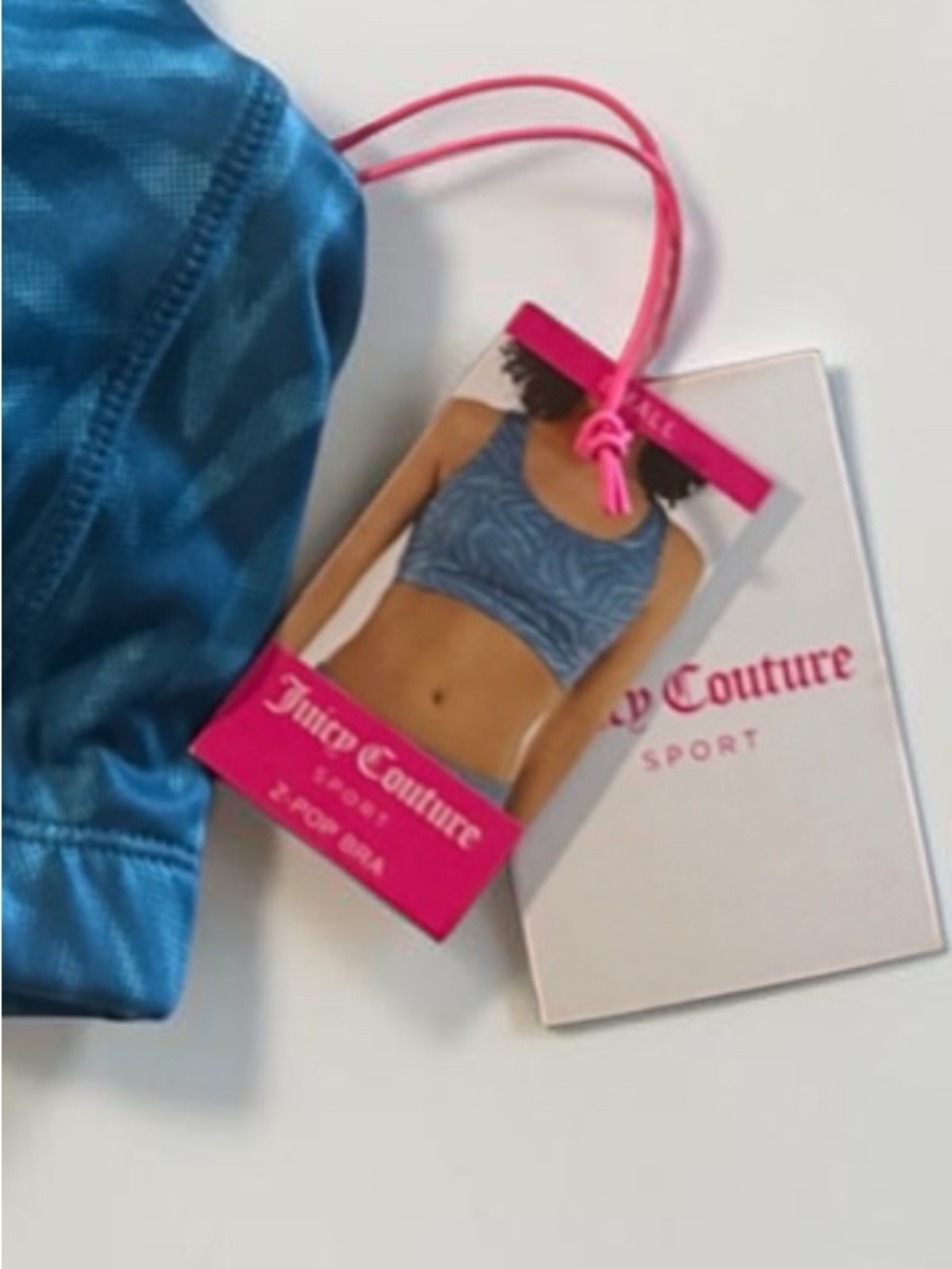 Juicy Couture Blue Teal Patterned Racerback Sports Bra - Picture 4 of 5